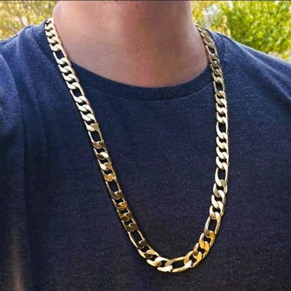 Other - 30" 18K Gold Mens Figaro Chain Link Necklace Guys Authentic Fine Jewelry 18 K 30